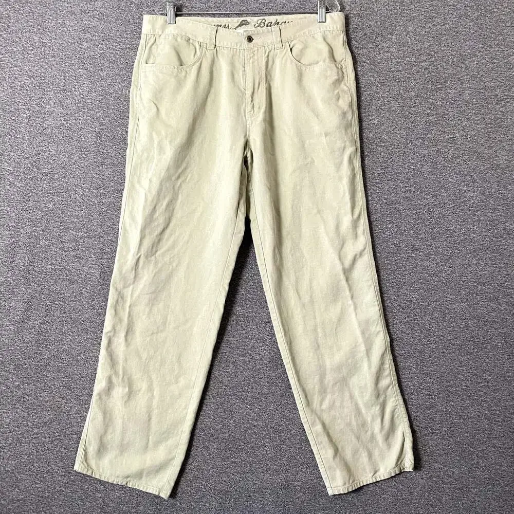 Tommy Bahama Men’s Size 36x32 Beige Relaxed Straight Leg Lyocell Chino Pants